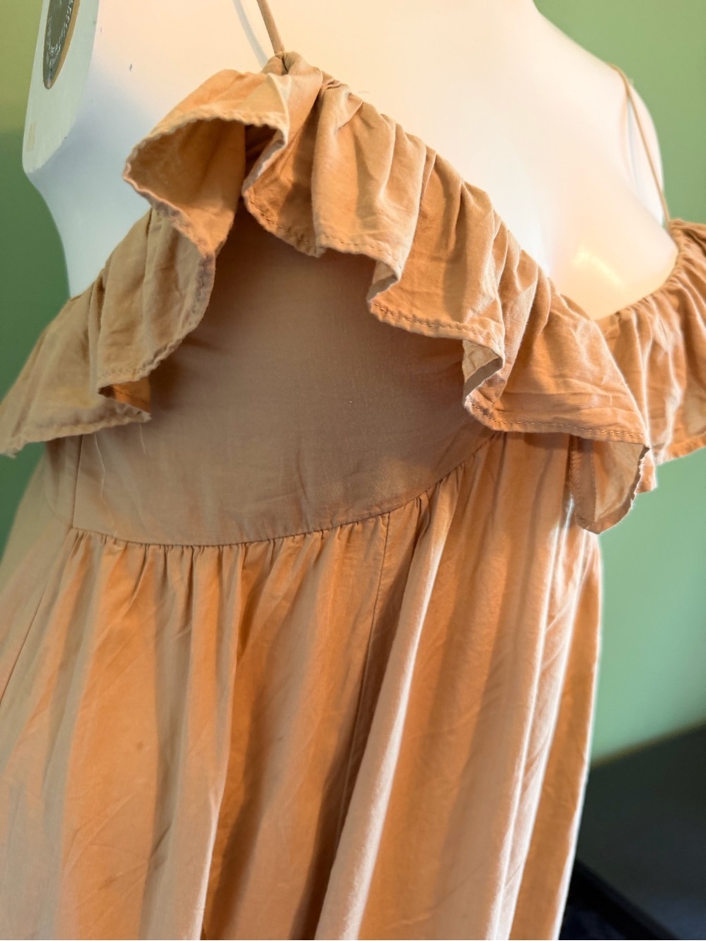 H&M Tan Ruffle-Trim Maxi Dress Small - Picture 9 of 10